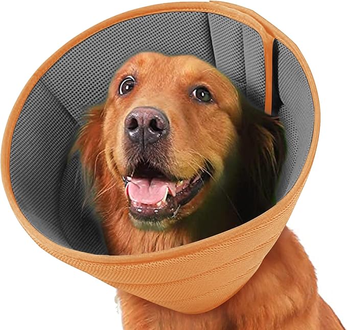 Soft Dog Cone Recovery Collars & Cones After Surgery for Medium Large Dogs, Comfy Ecollars to Stop Licking, Adjustable, Dog Ecollars for Recovery Plastic: Superior Support Fabric: Soft Comfort, XL