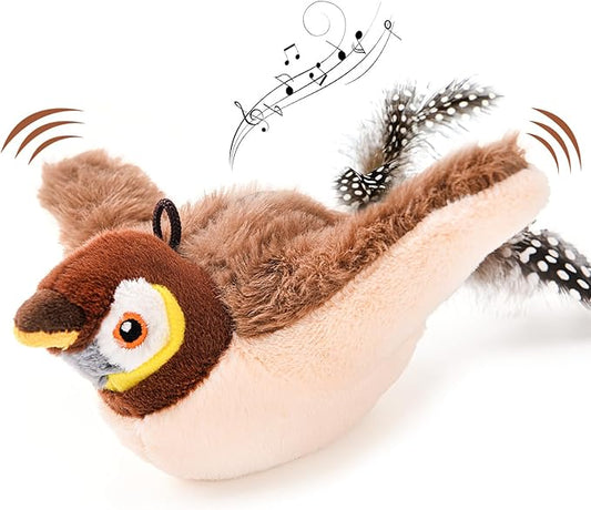 AUSCAT Flappy Bird Cat Toy, Simulated Chirping Bird Cat Toy Flapping Wings, Rechargeable，Interactive Catnip Toys for Indoor Kittens (No Flying)
