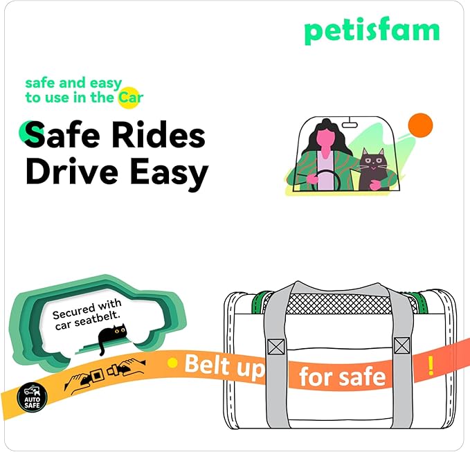 Easy Vet Visit Pet Carrier for Medium Cats and Small Dogs. Safe, Comfortable and Convenient. Airline Approved, Top Loading and Collapsible (Black)