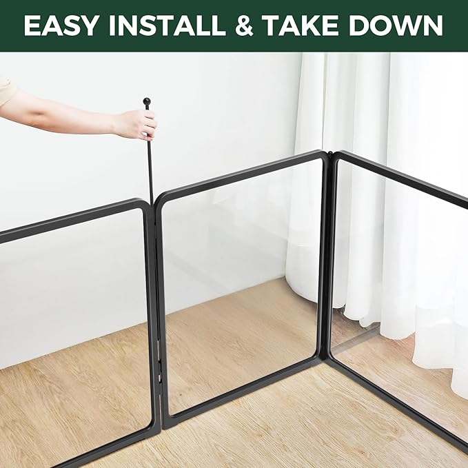 FXW Pawadise Acrylic & Wire Mesh Indoor Dog Playpen, Heavy Duty 32 Inch 10 Panels Metal Dog Pen for Small and Medium Dogs, Black│Patented