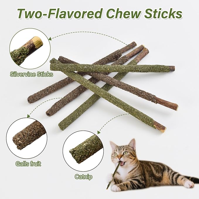 Silvervine Sticks for Cats Cat Chew Toy, Cat Teething Toys for Dental Cleaning Teeth, Cats Chew Stick for Kitten Teething, Kitten Chew Toys (15PCS)
