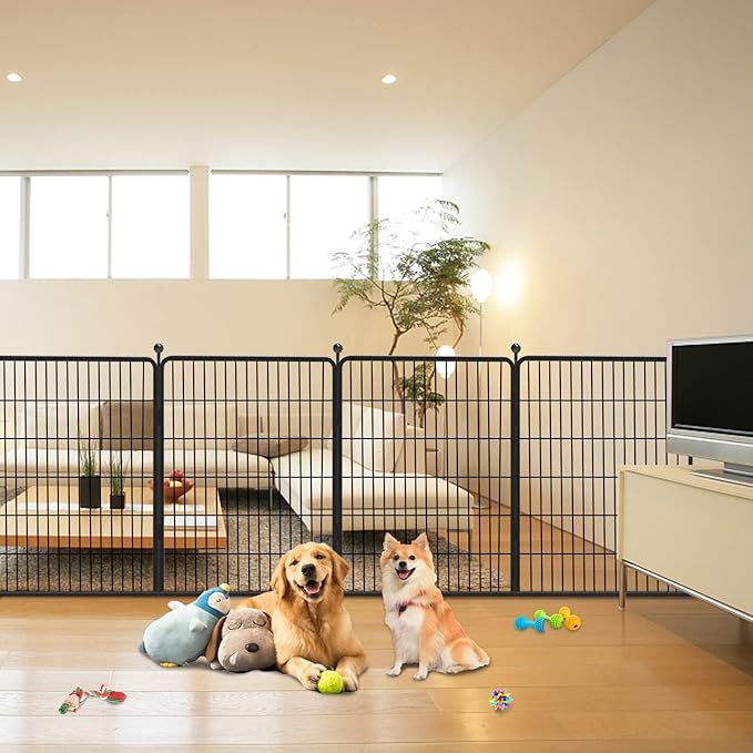 Dog Playpen 40 inch 2 Panels Indoor Dog Pen for Large/Medium/Small Dogs Heavy Duty Metal Dog Fence Outdoor for Yard, Puppy Playpen with Door Portable Pet Fence for RV Camping Yard