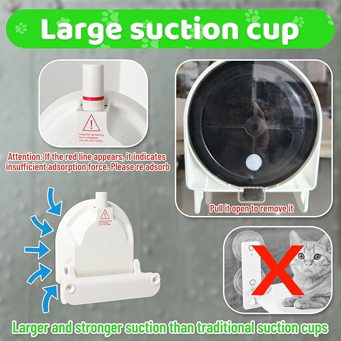 Cat Window Perch for RV & Balcony,Single Suction Cup High Suction Foldable Metal Frame Robust Breathable Lounger Hammock Seat Resting Bed Holds Large Cats Kittens Indoor