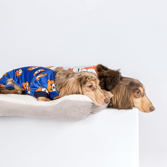 Fitwarm Cute Bear Dog Pajamas, Dog Clothes for Small Dogs Boy Girl, Fleece Pet Onesie with Feet, Royal Blue, Brown, XL