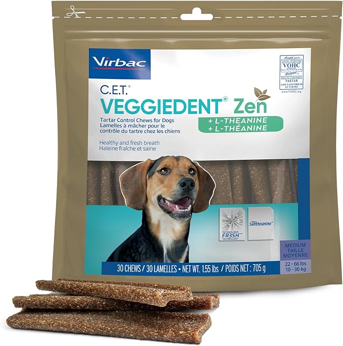 Virbac C.E.T. VEGGIEDENT Zen Tartar Control Chews for Dogs - Medium