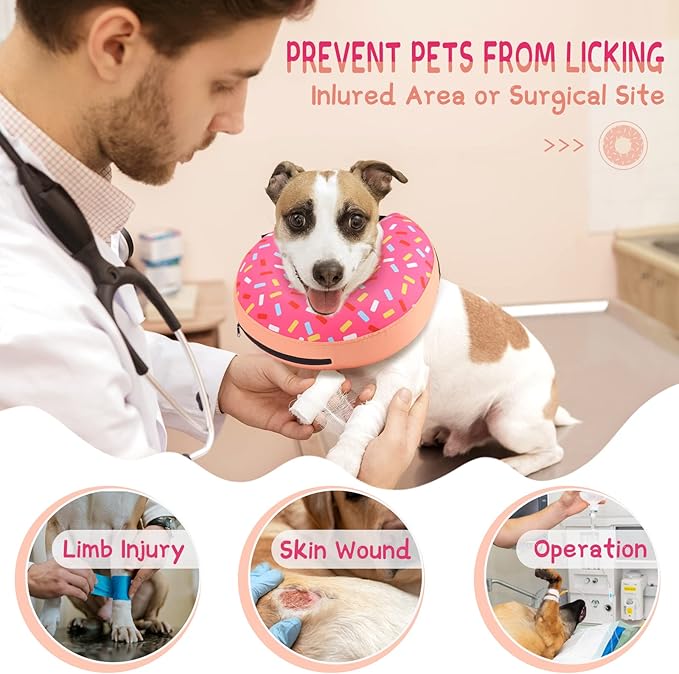 Supet Inflatable Dog Cone Collar Alternative After Surgery, Doggie Neck Donut Collar Recovery ECollar for Post Surgery, Soft Dog Cone for Small Medium Puppies Cats