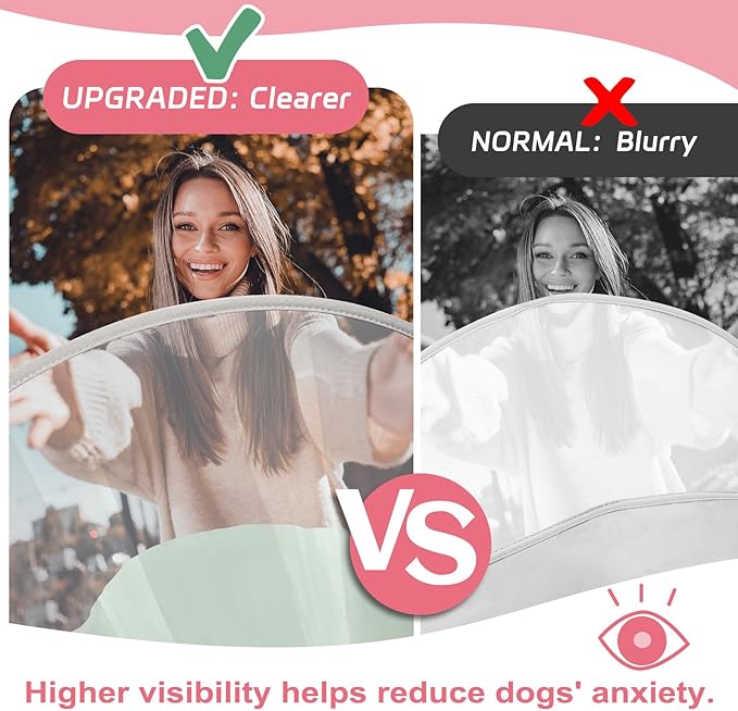 Dog Cone Collar to Stop Licking, Clear Elizabeth Recovery Collar with Soft Pad for Large, Medium, Small Dogs, Pet Head Cone Alternative After Surgery, Neutering, Injury (L)