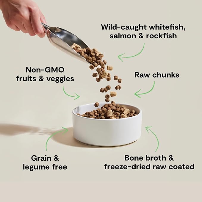 Open Farm, RawMix Dry Cat Food, Protein-Packed Kibble Coated in Bone Broth with Freeze Dried Raw Chunks, for Indoor & Outdoor Cats, Wild-Caught Whitefish, Salmon & Rockfish Recipe, 2.25lb Bag