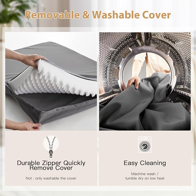 BFPETHOME Outdoor Dog Bed - Waterproof, Orthopedic, Removable Cover, Egg Crate Foam (54 x 36 in, Deep Grey) for Medium, Large, Extra Large Dogs