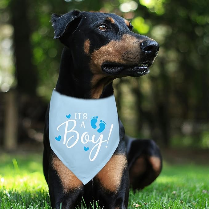 It's A Boy Gender Reveal Baby Announcement Pregnancy Announcement Dog Bandana Triangle Scarf Baby Announcement Photo Prop Pet Scarf Accessories for Pet Dog Lovers Gifts - Blue