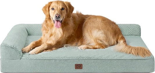 EHEYCIGA Memory Foam Dog Bed XLarge Sized Dogs, Extra Large Dog Bed Orthopedic with Washable Removable Cover, Waterproof XL Pet Bed Couch, 44x33x6 Inches, Greyish Green
