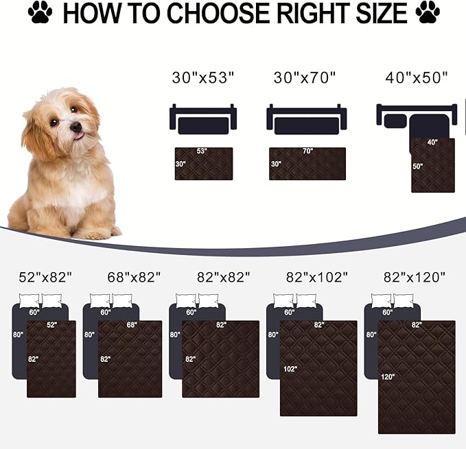 Smiry Waterproof Dog Blanket, 82x120 Inch Soft Pet Bed Cover Reversible, Washable Sofa Couch Furniture Protector for Small Medium Large Dog Puppy Cat, Chocolate/Dark Grey