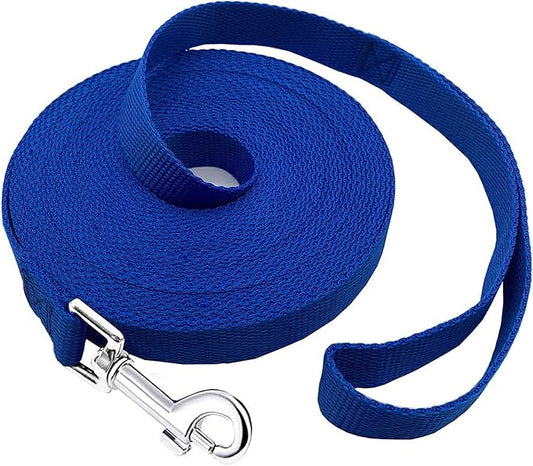 PETGOGO 15ft 20ft 30ft 40ft 50ft Long Dog/Puppy Lead Obedience Recall Training Dog Leashes for Small Medium Dogs Camping, Training, Play, or Backyard (15 FT, Blue)