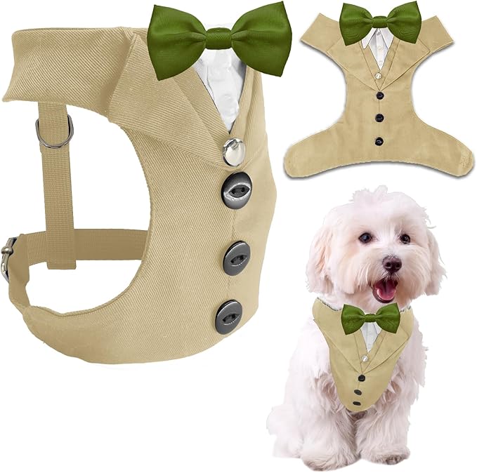 AVERYDAY Dog Tuxedo for Wedding Outfit, Dog Suit and Tie Costumes for Birthday, Halloween, Cosplay, Christmas Party, Pet Formal Wear with Bowtie, Tux for Small Dogs, Chihuahua, Bichon, Maltese, Cats