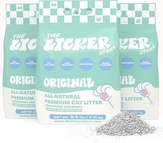 CLR2000B-SET3 Unscented Premium Clumping Bentonite Clay Cat Litter w/Activated Charcoal, Natural Odor Control, 99% Dust-Free, 9.37 LBS (Set of 3)