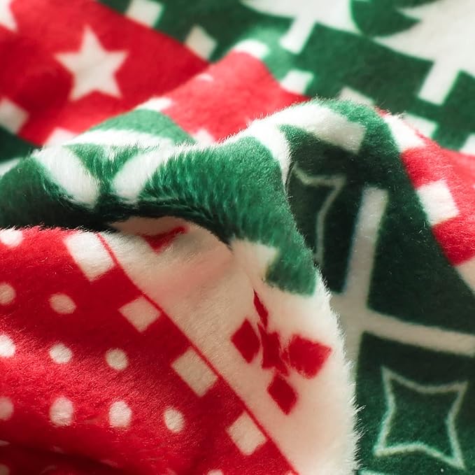 Fitwarm Dog Christmas Outfit, Holiday Pet Clothes for Small Dogs Boy Girl, Festive Pajamas with Feet, Puppy Onesie, Red, Green, Medium