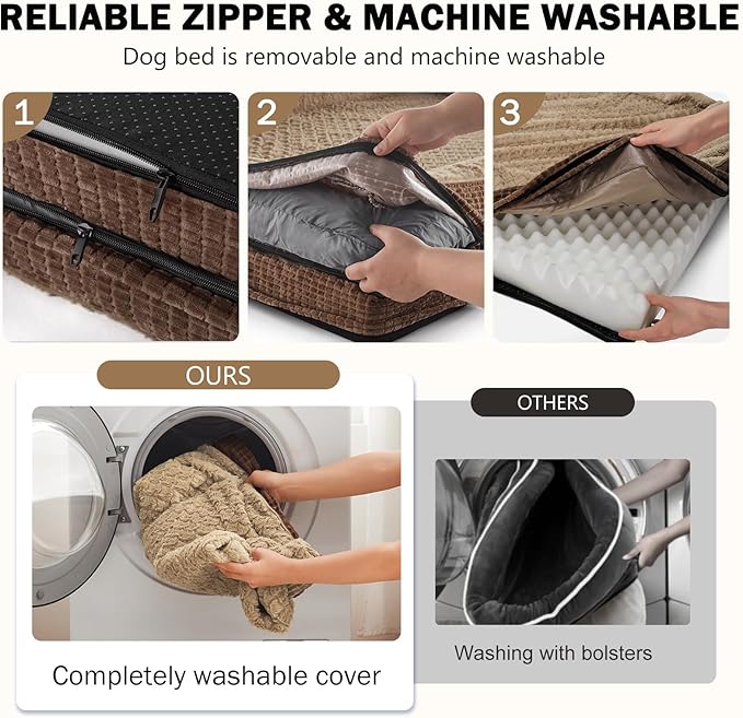 INVENHO Orthopedic Extra Large Dog Bed, XXL Waterproof Sofa Egg-Crate Memory Foam Dog Couch with Washable Removable Cover, Waterproof Lining and Nonskid Bottom