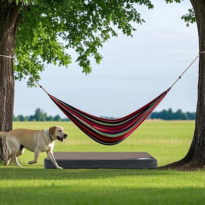 Orthopedic Outdoor Waterproof Dog Beds for Extra Large Dogs, Washable Crate Bed with Egg Crate Foam Pet Bed Mat and Removable Oxford Fabric Cooling Cover,45"x 32",Beige