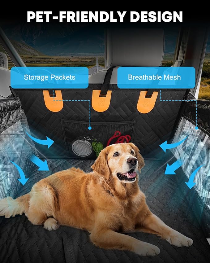 Kohree Dog Car Seat Cover for Medium Dogs, Hard Bottom Dog Car Seat Cover for Back Seat Waterproof 600D Car Hammock for Dogs Pet Back Seat Extender for Cars SUV Truck-Upgraded Version