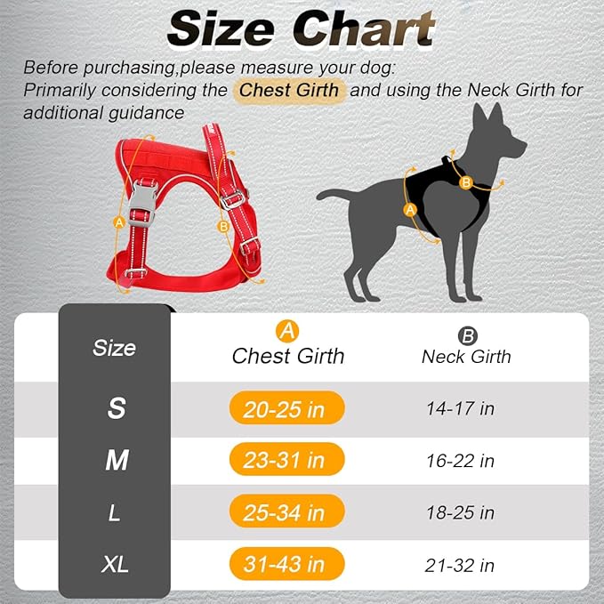 BARKBAY Service Dog Vest Tactical Dog Harness Medium Large Sized Dog Tags Personalized No Pull Adjustable Harness Reflective K9 Working Training Easy Control Military Molle System(Red,M)