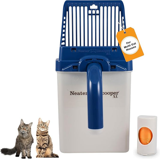 Neater Pet Brands Neater Scooper XL Cat Litter Scoop, 15 Refill Bags – Extra-Large Capacity Mess-Free Cat Litter Scooper with Bag for Large & Multiple Cats, Spill-Proof Litter Box Scooper with Holder