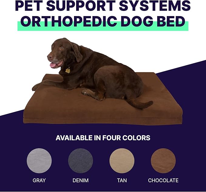 Pet Support Systems Orthopedic Dog Bed - Gel Memory Foam Pet Bed, Luxury Washable Dog Bed for Sleeping and Support (Removable Cover, Medium Brown Dog Bed)