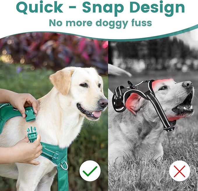No Pull Dog Harness, Reflective Puppy Vest for Small Medium Large Sized Dog(MARRS Green,XL)