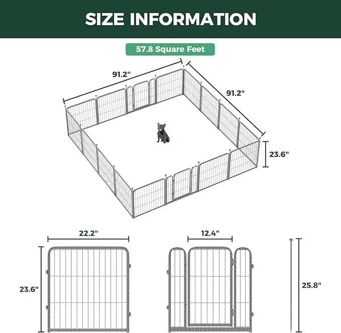 FXW Aster Dog Playpen Designed for Yard, 24inch 16 Panels