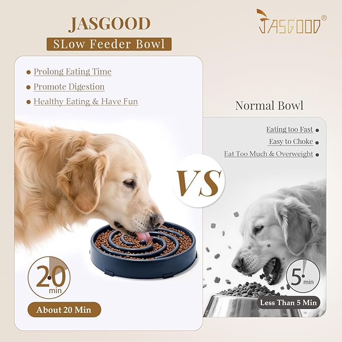 JASGOOD Slow Feeder Dogs Bowl for Large Medium Dogs,Anti-Gulping Pet Slower Food Feeding Bowls Stop Bloat,Preventing Choking Healthy Design Dogs Bowl