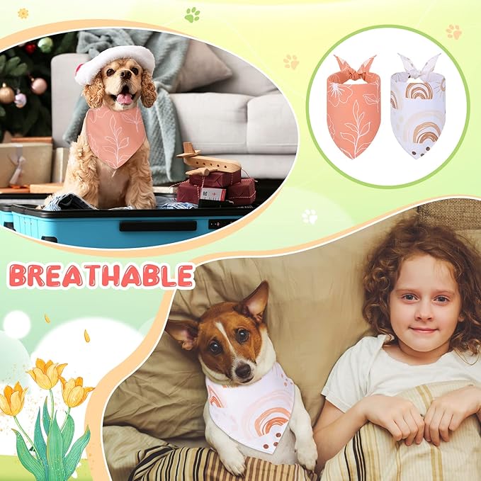 Amylove 50 Pcs Dog Bandanas Bulk Fall Puppy Floral Dog Bibs Holiday Washable Scarf Pets Triangle Head Scarfs Bandanas Pet Costume Outfit(Flower,Small)