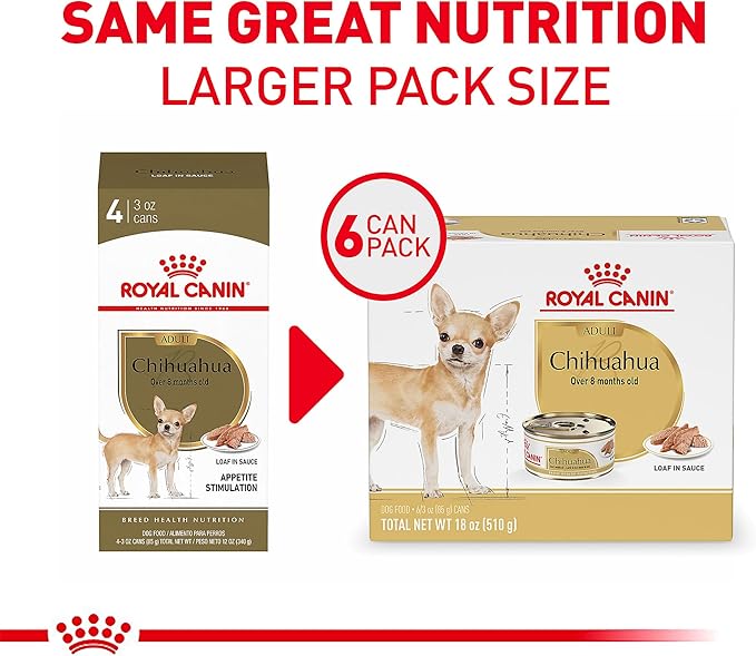 Royal Canin Breed Health Nutrition Chihuahua Adult Loaf in Sauce Dog Food, 3 oz (Pack of 6)