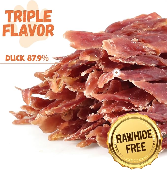 Duck Jerky Dog Treats, Natural Healthy Duck Twisted Strips with 1% Taurine, High Protain Low Fat Dog Training Rewards Treats for Small Medium Large Breeds, 10.6oz