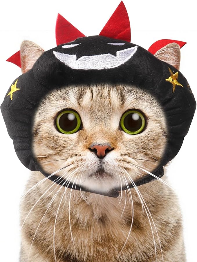 ABTOLS Halloween Dog Cat Bat Shape Hat, Adjustable Soft Small Pet Black Bat Cap Headwear for Puppy Dogs Kittens Halloween Festival Cosplay Costume Accessory Headgear