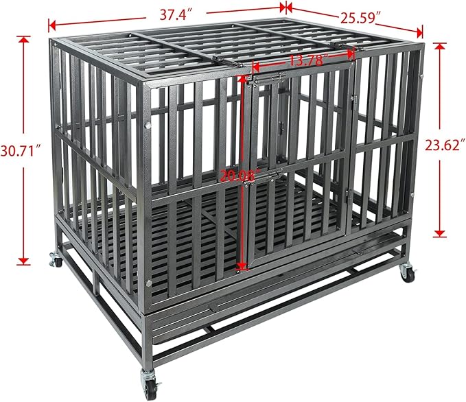 37Inch Heavy Duty Dog Cage Kennel Strong Metal Dog Cage