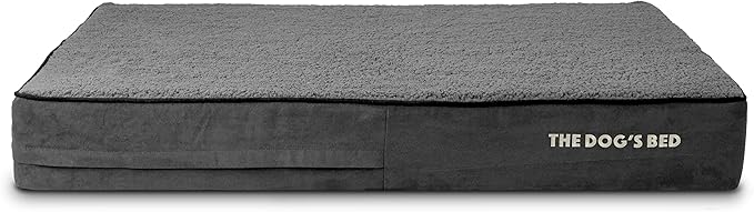 The Dog’s Bed Orthopedic Memory Foam Dog Bed, XL Grey Plush, Pain Relief for Arthritis, Hip & Elbow Dysplasia, Post Surgery, Lameness, Supportive, Calming, Waterproof Washable Cover