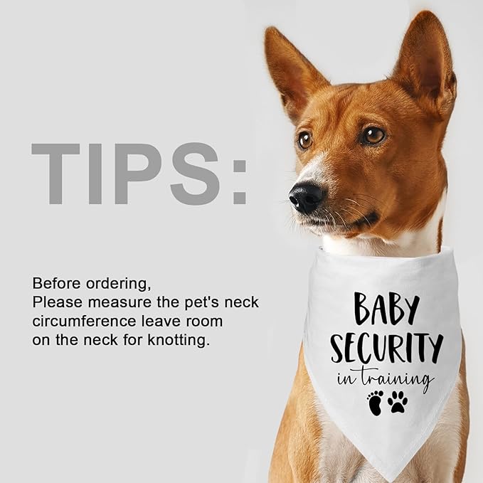 2 Pack Baby Security in Training and Head of Security, Dog Bandanas for Pregnancy Baby Announcement for Small Medium Large, Pet Announcements, Soft Breathable Fabric for Puppy Cats (Black&White)