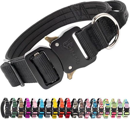 TSPRO Premium Dog Collars Tactical Dog Collar with Handle and Heavy Duty Quick-Release Metal Buckle Durable Thick and Adjustable for Medium to Large Dogs (Black M)