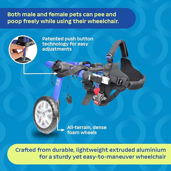 Walkin' Wheels Dog Wheelchair - for Medium Dogs 26-49 lbs - Veterinarian Approved - Dog Wheelchair for Back Legs