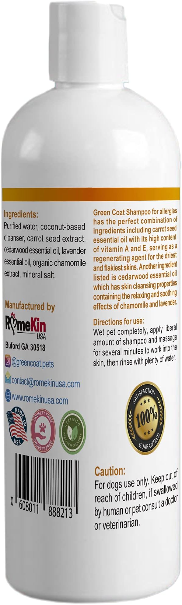 All-Natural Dog Shampoo for Sensitive Skin | Natural and Organic Ingredients | Skin Cleansing Properties, Relieves Dry Itchy Skin | 16fl oz 473 ml.