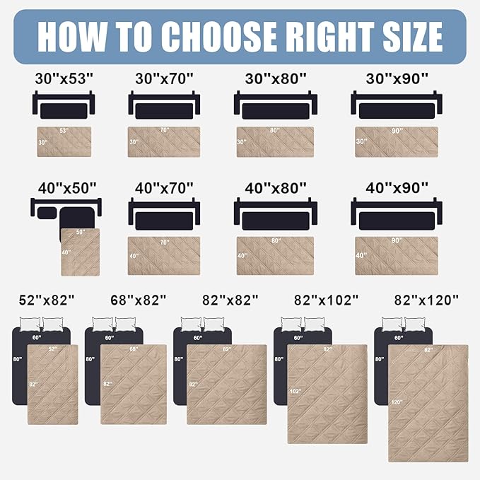 Smiry Waterproof Dog Blanket, Reversible Dog Bed Cover Pet Blanket, Soft Pet Couch Covers for Sofa Washable, Bed Couch Sofa Furniture Protector for Puppy Cat Kids (52"x82", Taupe/Taupe)