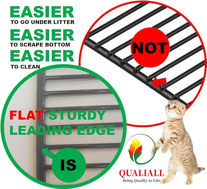 Metal Cat Litter Scoop, Fast Kitty Box Pooper Scooper with Holder, Deep Large Shovel, Upgraded with Flat Head and a Comfy Thumb Hole in Long Handle