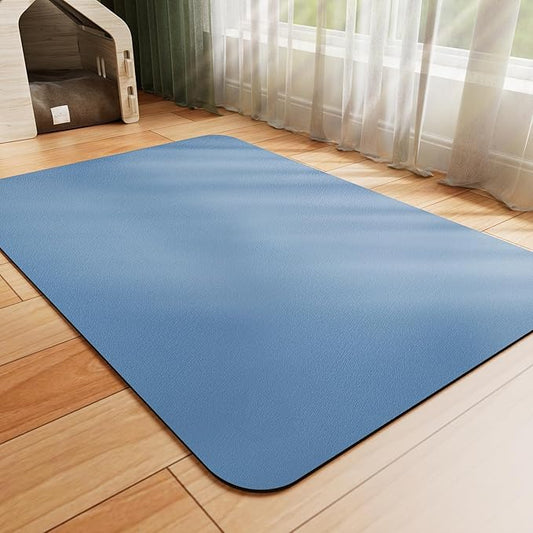 Pet Feeding Mat - Absorbent Dog Mat for Food and Water, No Stains Cat Bowl Mat, Easy to Clean Pet Placemats, Quick Dry Dog Water Dispenser Mat for Messy Drinkers | Blue 12"x 19"