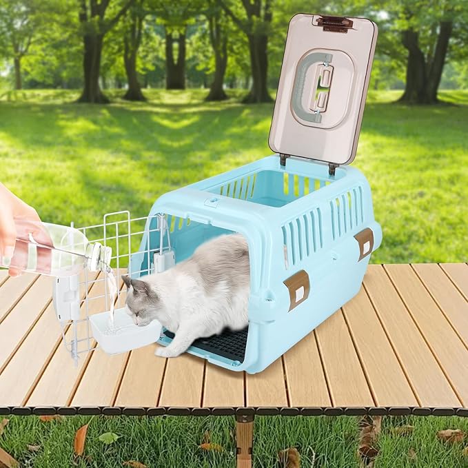 Hard-Sided Plastic Dog and Cat Kennel,Two-Door Pet Carrier, Plastic Wire Door, Top or Front Loading,Pets up to 22LBS,Fully Breathable, Perfect for Traveling/Hiking/Camping/Veterinary Visits