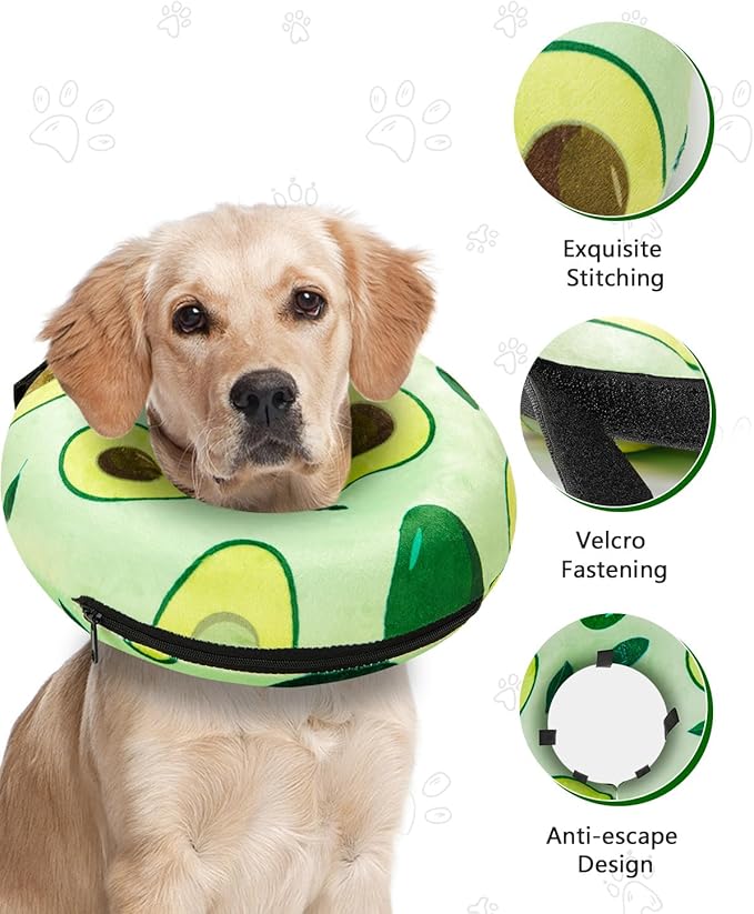 MIDOG Inflatable Dog Cone Alternative for After Surgery - Soft Protective Donut Collar Prevents Licking, Comfortable Recovery E-Collar Alternative for Small Medium Large Dogs (Avocado,M)