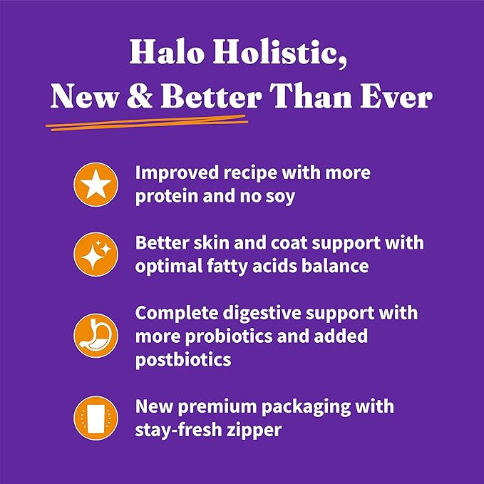 Halo Holistic Cage Free Chicken Cat Food, Grain Free Dry Cat Food, For Healthy Weight Support, Kibble for Indoor Cats, 10 lb Bag