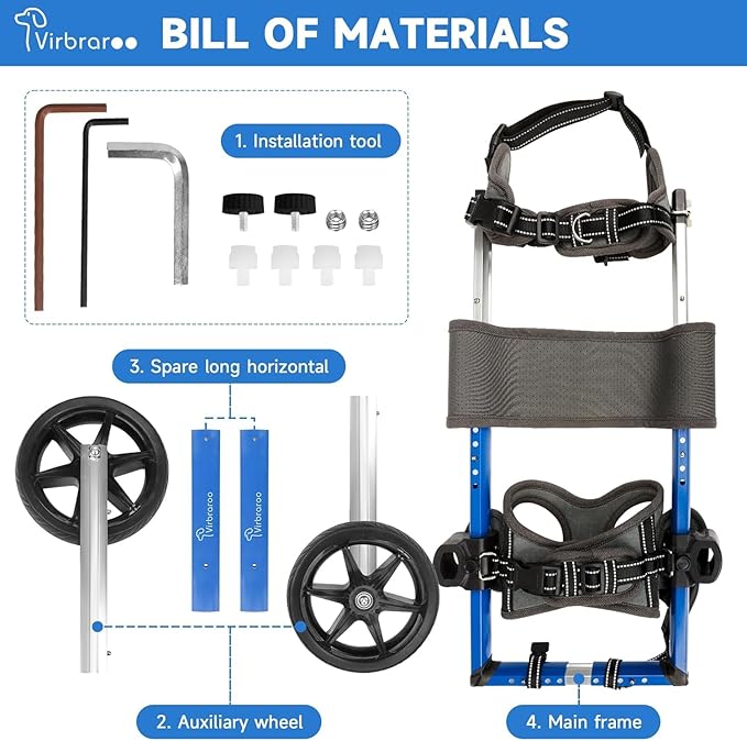 Dog Wheelchair for Back Legs with Upgraded All-Terrain Tires & Durable Bearings,Adjustable Dog Wheelchair for 9"-13.7",11-22 lbs Disabled or Injured Small Dogs