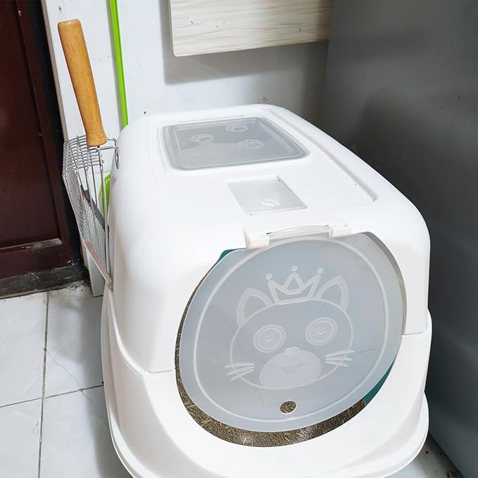 Stainless Steel Cat Litter Scoop,Cat Litter Scooper with Solid Wooden Handle,Kitty Metal Scooper & Speed Sifter Deep Shovel Scoop Filter,Kitten Pooper Lifter for Litter Box