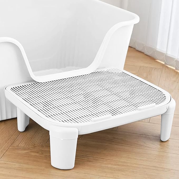 Cat Litter Mat Litter Trapping Mat,19.69"X15.95"X5.90"Litter Box Mat,Waterproof Cat Mats for Litter Large,Easy Clean,Non-Slip Litter Mat for Cat,Urine-Proof Kitty Litter Catcher Mat,Washable (White)