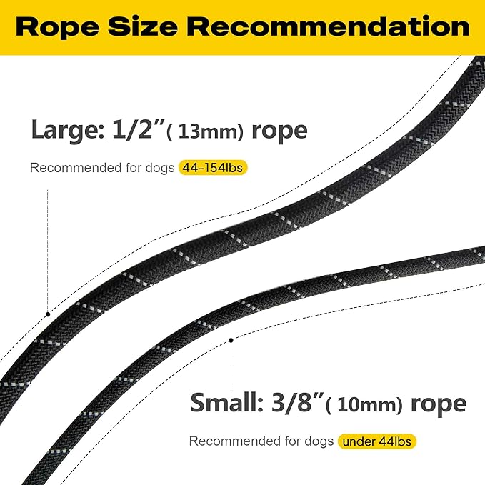 Fida Durable Slip Lead Dog Leash, 6 FT x 1/2" Heavy Duty Dog Loop Leashes, Comfortable Strong Rope Slip Leash for Large Medium Dogs, No Pull Pet Training Lead with Highly Reflective(1/2", Black)