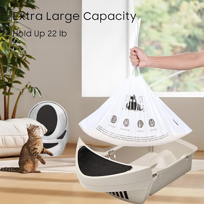 Cat Litter Box Robot 4 and 3 Waste Bags, 120 Pack Automatic Litter Box Bags, Thick Heavy Duty Cat Litter Box Liner Bags 25.2 x 15.7 IN